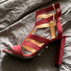 Burgundy Open Toe Heel